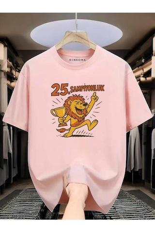 Şampiyonluk Baskılı Unisex Tişört Pembe