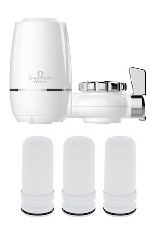 Greentech Water Seramik Filtreli Musluk Ucu Arıtıcı / 3 Adet Seramik Filtreli Kartuş / GW-D02P2