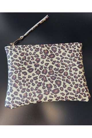 Meryy Collection Clutch Çanta Suni Deri Leopar