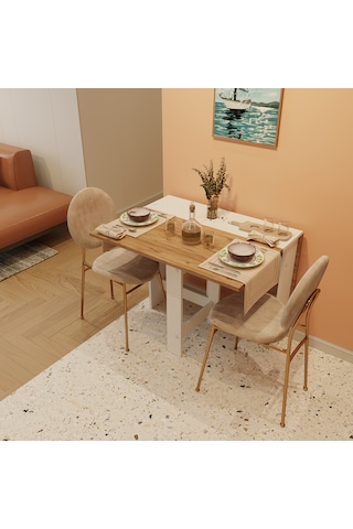 Pratik Katlanır Mutfak Yemek Çalışma Masası - 6 Kişilik - %100mdf