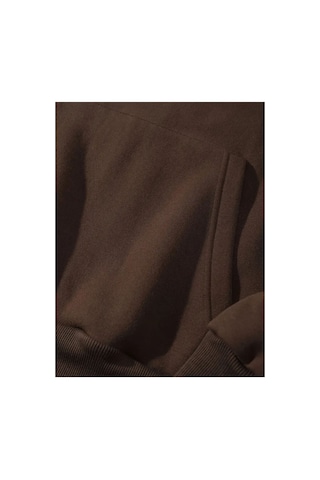 Herkesemoda Arka Kurt Baskı Detaylı İçi Polarlı Kapüşonlu Sweatshirt Kahverengi