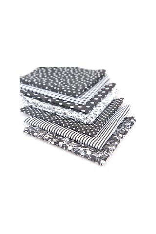 Fosenze Kumaş Seti: 7 Parça Koton Baskılı Desenli Kumaş, 50x50 Cm, El İşleri Dıy Çanta Yastık Bezi Malzemesi Siyah