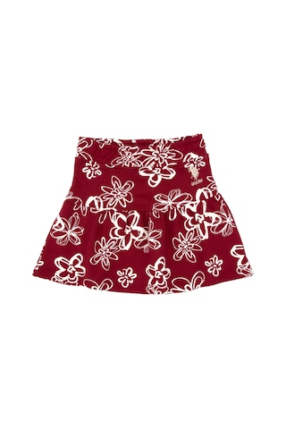 U.S. Polo Assn. Kız Çocuk Koyu Frambuaz Çiçek Desenli Örme Etek 50317971-VR104