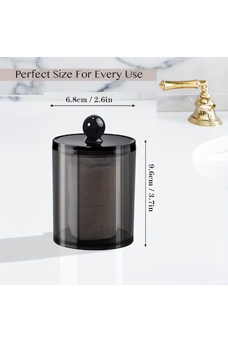 Youmex Siyah Akrilik Banyo Organizer Kutuları, 4'lü Paket - Koton İçerikleri, Floss Tutucu, Modern Dekoratif Ve Dayanıklı, Mutfak/oda Kullanıma Uygun Siyah