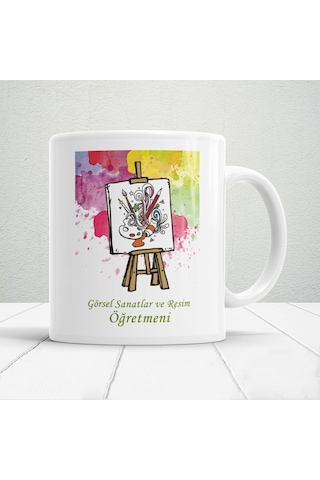 Görsel Sanatlar Ve Resim Öğretmenlerine Özel Öğretmenler Günü Hediyelik Baskılı Kupa Beyaz
