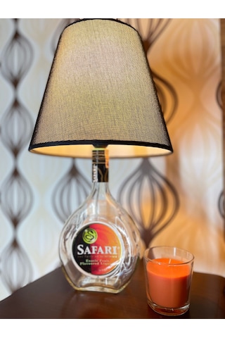 Şık Tasarımlı Safari Şişe Abajur Siyah