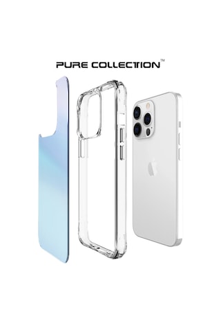 Bix iPhone Uyumlu 13 Pro Pure Rainbow Renk Geçişli Şeffaf Kılıf Çizilmeye Dayanıklı Darbe Emici Parmak İzi Önleyici Mavi