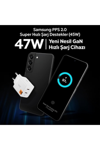 Spigen Essential Wall Charger 47w Usb-c Hızlı Şarj Adaptörü Beyaz-ach08707