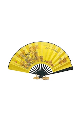 Çin Bambu Keten Kumaş Yelpaze 05bse Siyah Büyük Boy 60cm No.5s Adet-1