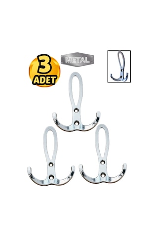 Metal Okyanus Krom Portmanto Askısı Duvar Tipi 3 Lü Krom