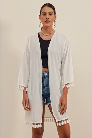 5833 Fırfırlı Kimonıo - Beyaz 5833bgd19-005-12260 001