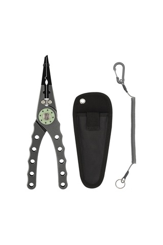 Mufunye Gri Işıklı Balıkçı Pensi - Çelik Tungstenlı Çok Fonksiyonlu İp Kesici, İğne Çıkarıcı Alüminyum Araç