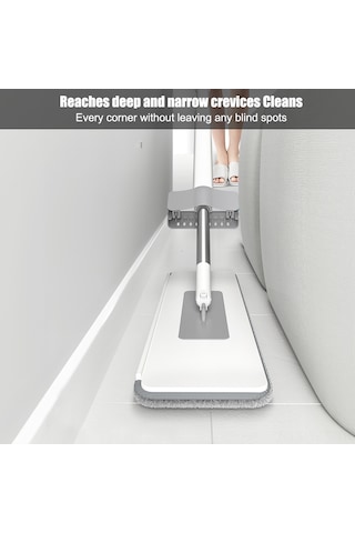 Yaozixa Ev Tipi Seramik Zeminler İçin El Yıkamadan Otomatik Sıkma, Kuru/ıslak Kullanim, Hızlı Kuruyan Lifli Mop - 2 Mop Bezi 1 Önceden Monte