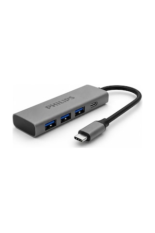 Philips SWR5041/00 USB-C 4'ü 1 Arada USB 3.0 Hub, 3x USB-A + 1x USB-C, 5Gbps Veri Aktarımı, Plastik Gövde