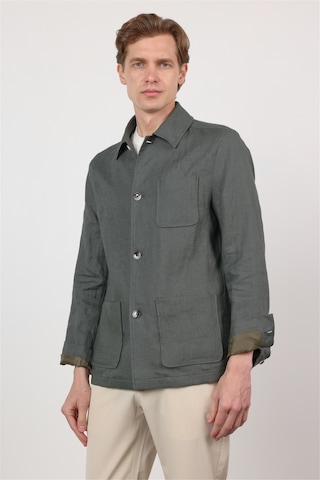 İmza Berberi Yaka Keten Düz Slim Fit Casual Mont 1007260152 Nane Yeşil