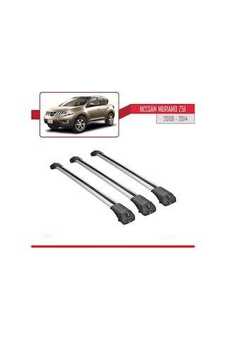 Nissan Murano Z51 2008-2014 Arası İle Uyumlu Ace-1 Ara Atkı Tavan Barı Gri 3 Adet Bar