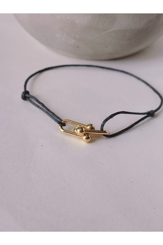 Tiffany Model Deri İpli El Yapımı Gold Füme Gri Renkli Bileklik Füme