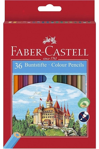 36 Lı Kuru Boya Kalemi Karton Kutu 1 Paket 36 Renk Faber Kuruboya Tam Boy Renkli Kalem Çok Renkli