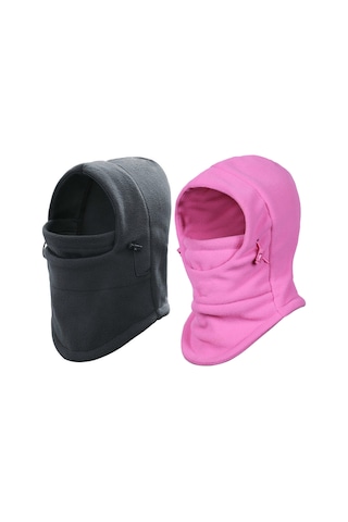 Wezone Çocuklar İçin Polar Balakava - Kışlık Sıcak, Rüzgar Geçirmez Ve Nefes Alabilir Yüz Maskesi Açık Gül Kırmızısı/koyu Gri