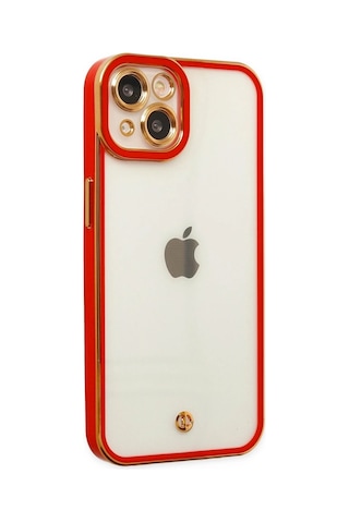 Mey İthalat Apple, Uyumlu iPhone 14 Plus Kılıf Liva Lens Silikon - Kırmızı