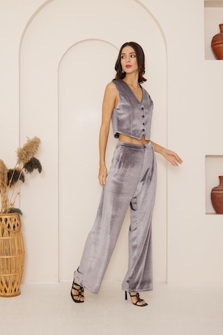 Darlin Moda Kadın Antrasit Yüksek Bel Geniş Paça Kadife Pantolon Dm3002 Antrasit