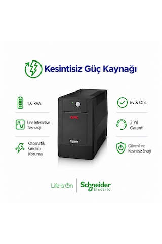 Apc Easy Ups Bvg1600ı-gr 1600va 900w Line Interactive Avr 4 Schuko Priz Kesintisiz Güç Kaynağı