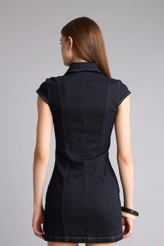 Defacto Gömlek Yaka Fermuarlı İndigo Mini Jean Elbise H6340ax26aunm82 Mavi-nm82