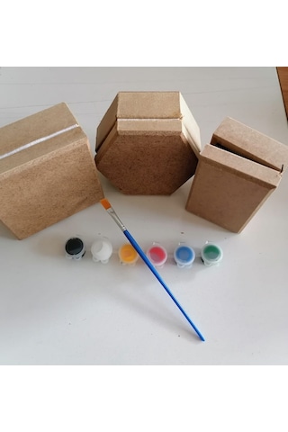 Ahşap Kutu Boyama Seti 5 Parça Boyanabilir Oyuncak
