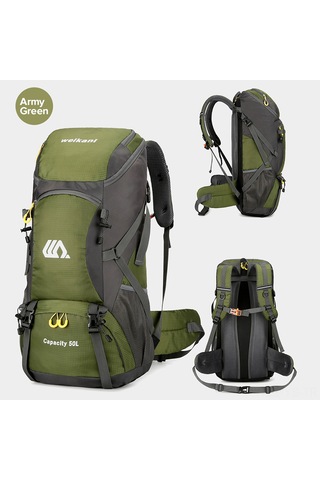 Yunboo 50l Dayanıklı Dağcı Çantası - Kamp Ve Yürüyüş İçin Ergonomik Sırt Çantası Yeşil