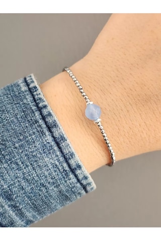 Akuamarin Ve Hematit Taşı Minimal Bileklik Çok Renkli