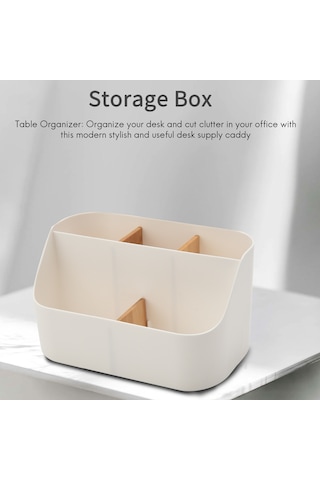 Leasetake Masa Düzenleyici Uzaktan Kumanda Tutucu Makyaj Kutusu Ev Ve Ofis İçin Beyaz