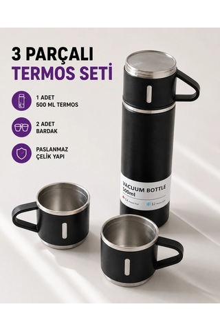 Mey İthalat 500 Ml Vakumlu Termos Çift Kat Paslanmaz Çelik, Sızdırmaz Kapağıyla Sıcak Ve Soğuk İç Çok Renkli
