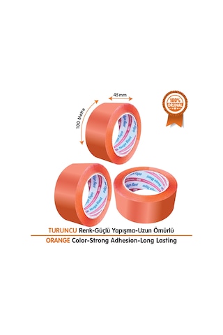 Nuga Bant 45x100 Turuncu Renkli - 6 Adet Hotmelt Koli Bandı