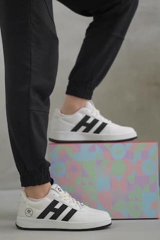 Papuç Sepeti 037 Erkek Rahat Taban Sneakers Spor Ayakkabı Beyaz-siyah