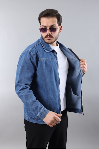 Little Cup Erkek Regular Fit Mavi Spor Model Fermuarlı Kot Ceket