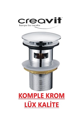 Creavit Sf031 Otomatik Pop-up Sifon Başlığı Taşmalı Krom Lavabo T Krom