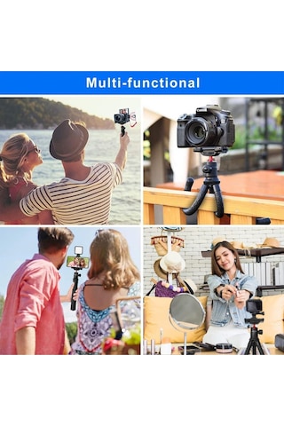 Kt-660 Aynasız Fotograf Makinesi Ve Telefon Uyumlu Ahtapot Esnek Tripod + Mini 49 Led Işık