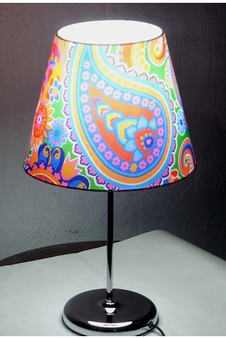 Renkli Başlıklı Abajur Metal Krom Ayaklı Diğer