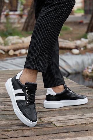 Saphiro Günlük Ortopedik Erkek Sneaker Spor Ayakkabı Siyah-beyaz