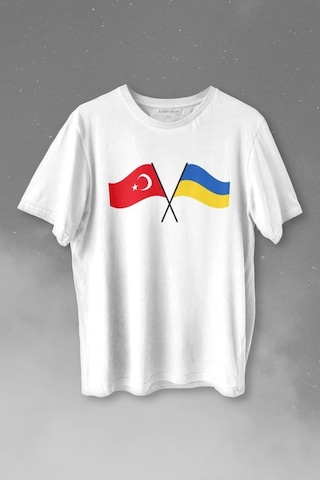 Turkey And Ukraine Türkiye Ve Ukrayna Dostluğu Savaşa Hayır Baskılı Tişört Unisex T-shirt 001