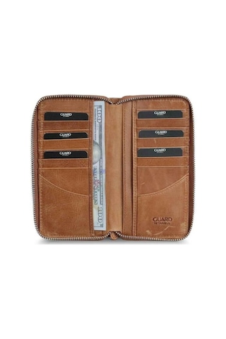 Guard Antik Taba Fermuarlı Portföy Cüzdan - Grd2403xw22193 Kahverengi