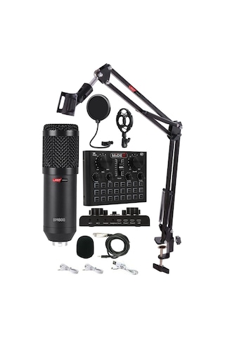 Lastvoice Bm800 Live Set Efektli Ses Kartı Mikrofon Stand Kayıt C