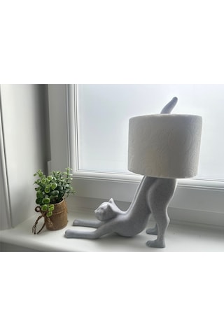 Sincara Home Esneyen Kedi Dekoratif Tuvalet Kağıdı Tutucu Beyaz