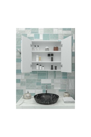 Mdf 2 Kapaklı Aynalı Banyo Dolabı Çok Amaçlı Banyo Dolabı Mdf Beyaz