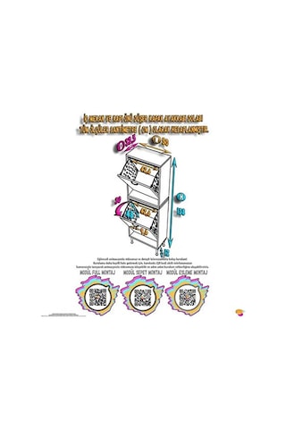 Eliusta Veluna 50 Cm Kirli Çamaşır Sepetli Dolap Banyo Dolabı Beyaz 50x138x32,5 Cm 2 Sepetli Dolap Beyaz