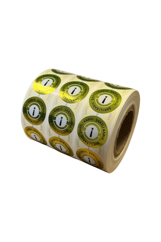 Pp Metalize Kalite Kontrol Şartlı Kabul Etiketi 25mm Çap 2500 Adet Yan Yana 3 Lü