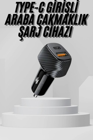 Hubrendy Tekno Araç İçi Şarj Cihazı 38w Güç Kapasiteli Type-c Girişli Araba Çakmaklık