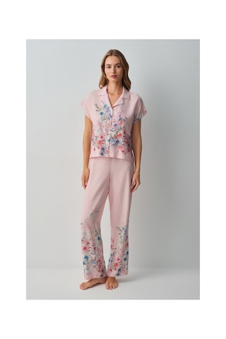 Suwen Bliss Floral Gömlek Yaka Pijama Takımı Wsh10510019334 Pembe