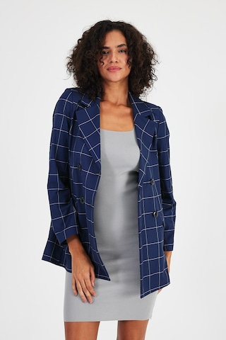 Alexandergardı Ekoseli Astarsız Cepli Kruvaze Blazer Ceket B24-00202 001