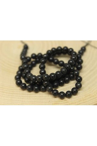 Shungite (Şungit) Taşı Yarım Dizi 4 MM 18 CM Gümüş
